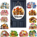 16 Pcs Interchangeable Welcome Sign for Front Door, 12 Inch Seasonal Wooden Door Hanger With 16 Magnetic Icons, Wooden Welcome Signs for Front Door for Holidays and Year Round Home Decor (12set) by Unknown