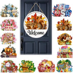 16 Pcs Interchangeable Welcome Sign for Front Door, 12 Inch Seasonal Wooden Door Hanger With 16 Magnetic Icons, Wooden Welcome Signs for Front Door for Holidays and Year Round Home Decor (12set) by Unknown