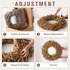 32" Large Fake Eucalyptus Fall Wreath for Front Door Decor(Orange-Green) - Image 5