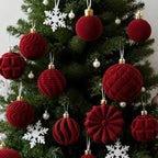 48 Pcs Velvet Christmas Ball Ornaments,Flocked Christmas Tree Decorations,Xmas Tree Decor,Hanging Balls Ornaments with Loop,Decoration for Xmas,Holiday,Wedding,Home Decor,Multi-Shape (Burgundy) - Image 4