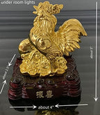 Betterdecor Gold Color Feng Shui 12 Chinese Zodiac Animal Statue Figurine Home Office Decoration and Gift for New Year Holidays and Birthday (Zodiac Rooster) - Image 4