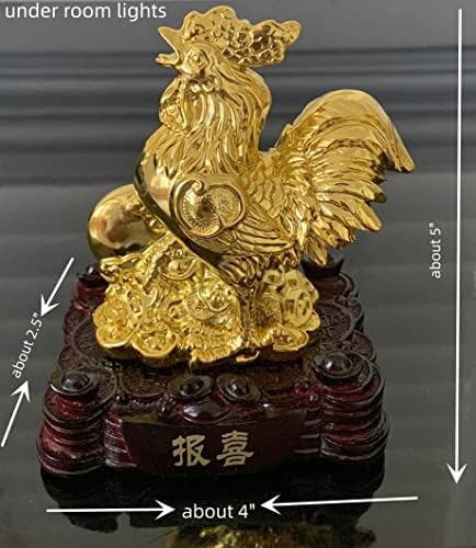 Betterdecor Gold Color Feng Shui 12 Chinese Zodiac Animal Statue Figurine Home Office Decoration and Gift for New Year Holidays and Birthday (Zodiac Rooster) - Image 4