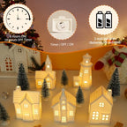 11Pcs White Ceramic Christmas Village Houses with Timer - Image 4