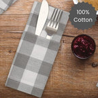 Cotton Clinic Set of 12 Cloth Napkins Gingham Check 100% Cotton 20x20 inches - Soft Durable Washable - Ideal for Events Wedding Christmas Easter - Perfect Everyday Use Table Dinner Napkins Grey - Image 3