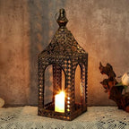 Moroccan Lantern Lamp Decorative Candle Holders for Ramadan Decorations, Hanging, Outdoor Patio or Porch, Indoor Home Decor (Bronze 13.2inch) by Degruand