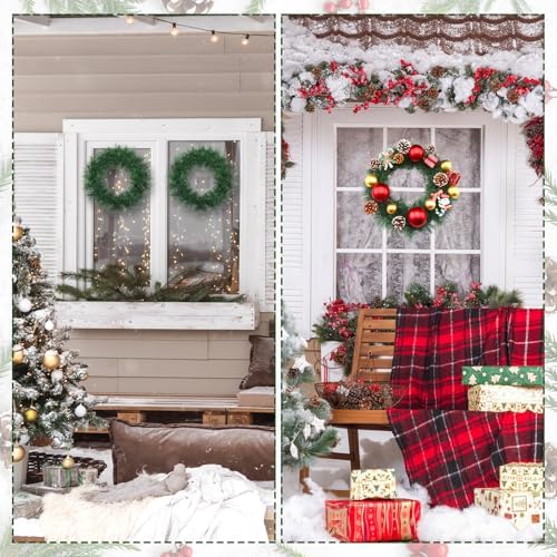 Zeyune 8 Pcs 14" Christmas DIY Green Wreath Artificial Wreath, Pine Needle - Image 4