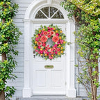 ICX 24 Inch Spring Wreaths for Front Door with Pink Peony Tulip Orchid - Image 6