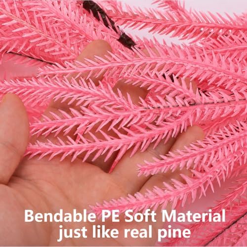 2Pcs Pink Christmas Norfolk Pine Garland,6Ft Artificial Pine Garlands Decor - Image 3
