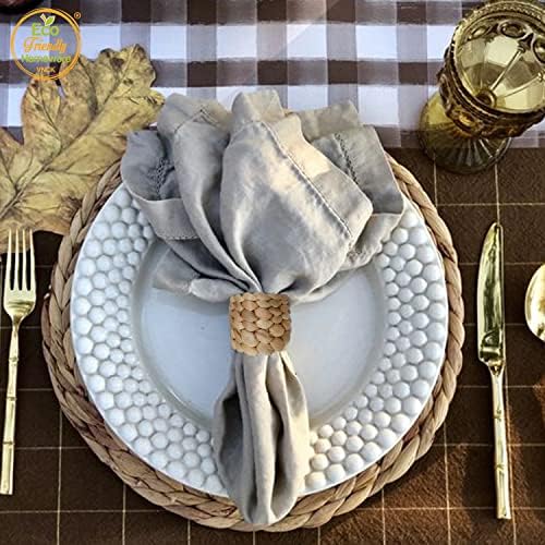 48 Pcs Boho Napkin Rings Bulk, Woven Water Hyacinth Napkin Ring Set of 48 for Wedding Reception, Thanksgiving & Christmas Table Decor, Handmade Rattan Wicker Napkin Holder Rings for Dinner Party - Image 4