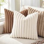 Pallene Faux Fur Decorative Throw Pillow Covers 26x26 Set of 2, Cream White - Image 4