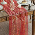 Artoid Mode 3PCS Red Gold Gauze Table Runner 120 Inch 10FT, Glitter Metallic Foil Sheer Dining Wedding Anniversary Holiday Table Decor for Home Party by ArtoidMode