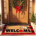Tinideya 2 Pcs Christmas Door Mat Outdoor Layered Red and Black Welcome Mat by Tinideya