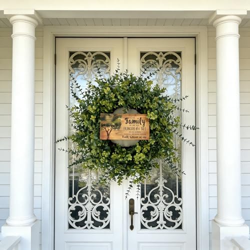 26" Eucalyptus & Boxwood Wreath for Front Door - Large Artificial Greenery Wreath with Lush Leaves Outdoor Decor for Porch, Window, Farmhouse, Home, Hanging Decor - Spring, Summer, All Seasons - Image 4