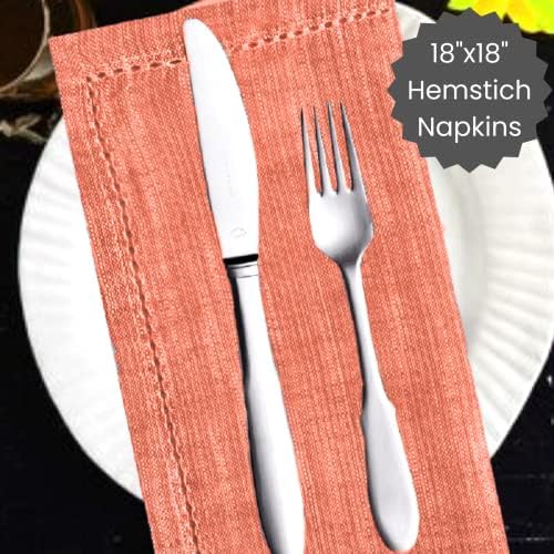 Cotton Clinic 12 Pack Farmhouse Style Slub Textured 18x18 Cloth Dinner Napkins, 100% Cotton for Everyday Use and Events - Soft and Durable Cocktail Napkins, Wedding Dinner Napkins - Coral Peach - Image 4
