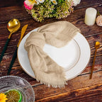 Pesonlook 24 Pcs Caramel Cotton Linen Napkins with Fringe, 16x16 Inches - Image 2
