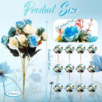 Hotop 12 Pcs Artificial Flowers Centerpiece for Tables 13 in, Light Blue - Image 2