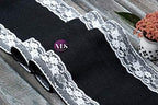VDS Pack of 10, Burlap Table Runner with White Lace Edge, 100% Natural Jute Rustic Hessian Table Cloth Centerpiece for Wedding Birthday Party Banquet Table Decoration (Size 12X108 Inch)(Black) - Image 6