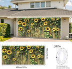 ANNA QUEEN Sunflower Fence Garage Door Banner 6 x 13FT, Vibrant Floral Sunflowers with Wooden Fence Garage Door Cover, Outdoor Garden Decoration for Spring Summer Parties Patio Home Decor - Image 3