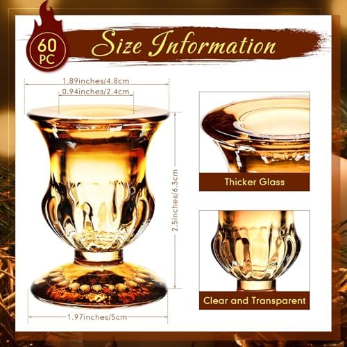 Clear Glass Candlestick Holders Taper Candle Holder Bulk 2.5 Inch Candle Stick Holder for Table Centerpiece Mantel Wedding Housewarming Gift Rustic Vintage Valentines Dinning Decoration - Image 2