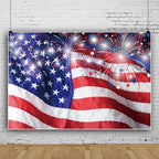 10x6.5ft 4Th of July Backdrop Red Blue Fireworks Independence Day Decorations Background American Flag Veterans Day Memorial Day Baby Shower Party Cake Table Banner Photo Booth - Image 2