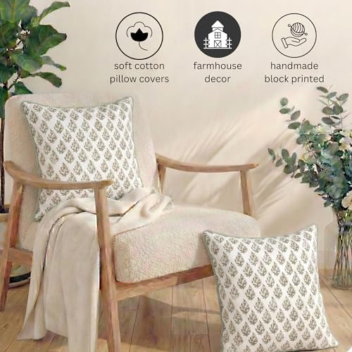 Set of 2 Pillow Covers 20x20 inches Floral Pillow Covers Green Farmhouse Pillow Covers for Living Room Couch Bed Throw Pillow Covers Boho Home Decorative Pillow for Spring Summer - Image 5
