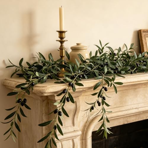 4 Strands Faux Olive Branches Garland 67IN Greenery Garland for Table Decor - Image 6