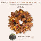 26 Inch Fall Wreaths for Front Door, Maple Leaf Wreath - Image 5