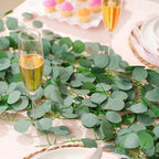 CQURE 32Pcs Eucalyptus Garland,Artificial Eucalyptus Leaves Table Greenery Garland Wreath Vines for Wedding Party Table Bedroom Wall Room Decor - Image 3