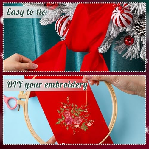 VitalCozy 12 Pcs Red Wreath Sash Cotton Blank Ribbon - Image 4
