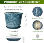 10 Inch Plant Pot, Ceramic Planter for Indoor Plants, Blue - Image 2