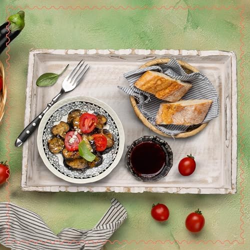 Mela Artisans Orchid Mango Wood Serving Tray - Distressed White, 16x12 in - Image 5