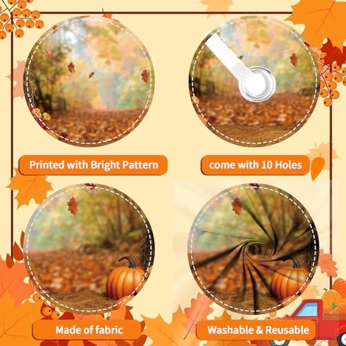 16X7ft Fall Garage Door Cover Decorations Autumn Pumpkin Rustic Harvest Family Holiday Decor Maple Leaves Harvest Party Party Outdoor Indoor Cover - Image 3