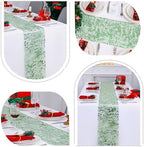 Snowkingdom Sage Green Table Runner, Sequin Glitter Foil Metallic Sage Green Mesh Spring Table Runner 11inch x 240inch,Table Decorations for Party Wedding Bridal Birthday Shower Christmas - Image 6