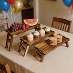 3 Tiered Serving Tray for Party Acacia Wood Foldable Tiered Tray Stand - Image 3