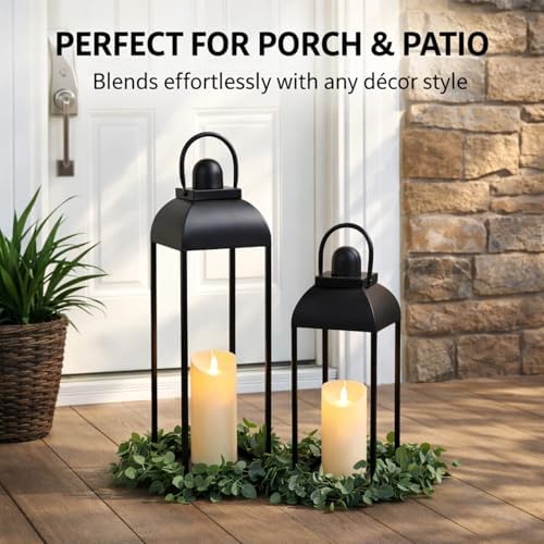 25'' 19'' Lanterns Decorative Outdoor Indoor, Black Metal Outdoor Lanterns - Image 3