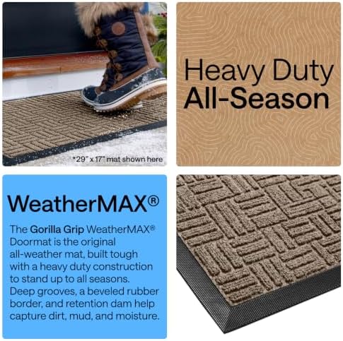 GORILLA GRIP WeatherMAX Door Mat, Indoor Outdoor Use, 35x23, Beige Maze - Image 3