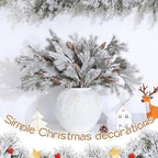 Wavwavw 6 Pcs Flocked Christmas Artificial Cedar Pine Branches, 25.5 Inch - Image 6