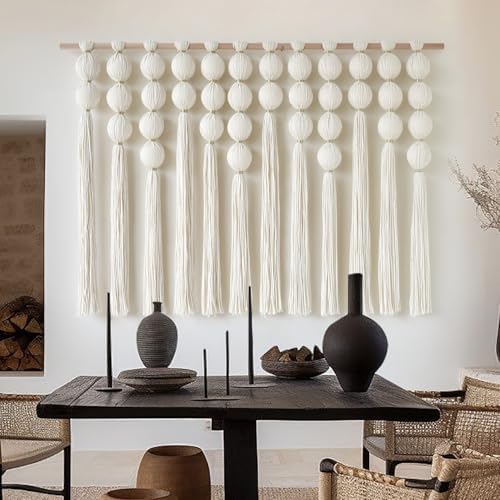 Macrame Wall Hanging Ball Boho Wall Decor Fiber Art Handmade 47"W*32"L - Image 4