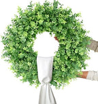 26" Artificial Eucalyptus Wreath with Sash for Front Door Decor(Green) - Image 6