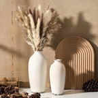 PORCER Ceramic Vases for Home Decor, Ice Crackle Aged White Vintage Ceramic Vase Set of 2, Minimalist Decorative Vase for Table Centerpiece Dining Living Room Office Nightstand Fireplace Decoration - Image 6