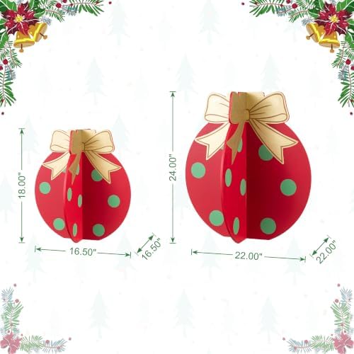 Glitzhome Set of 2 Wooden Christmas Ornaments Porch Decor,Interlocking Xmas Porch Sign with Golden Bows,Standing Porch Sign for Front Door Indoor Outdoor Holiday Decor,24" H &18" H - Image 2