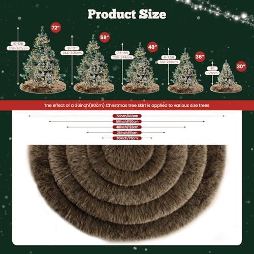 iMucci 30inch Christmas Tree Skirt Thick Wool Fur Brown Tree Skirt Small Tree Skirts Brown Trees Skirt Holiday Party Decoration - Image 5
