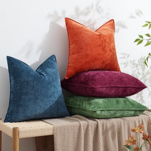 decorUhome Chenille Poseidon Velvet Throw Pillow Covers 26x26 Set of 2 - Image 6