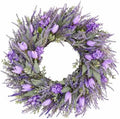 26" Large Spring Wreaths For Front Door-Large Lavender Tulip Easter Wreath Flower Wreath Summer Spring Door Wreaths Outdoor All Season Spring Decoration for Home Porch Room Window Wall Farmhouse Decor by Unknown