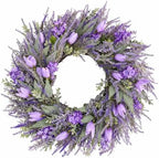 26" Large Spring Wreaths For Front Door-Large Lavender Tulip Easter Wreath Flower Wreath Summer Spring Door Wreaths Outdoor All Season Spring Decoration for Home Porch Room Window Wall Farmhouse Decor by Unknown