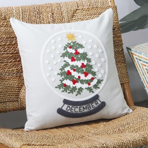 Set of 2 Christmas Throw Pillow Covers Embroidery Farmhouse Decorations Holiday Decor Throw Cushion Case for Winter Home Couch (Christmas Tree) - Image 6