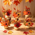 YLOLUL 6 Set Mini Fall Pumpkin with Artificial Flower Decorations Thanksgiving Sunflower Centerpieces for Tables Harvest Fall Table Floral Decor Autumn Fireplace Mantle Living Room Home Kitchen Party by Unknown
