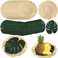 36pcs Luau Placemats and Palm Placemat, Round Luau Fringe Place Mats Tropical Palm Leaf Place Mats Bulk Summer Hawaiian Plate Chargers Table Placemats Tropical Party Supplies by Sunnychicc