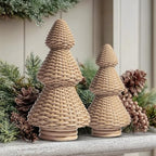 DN DECONATION Brown Christmas Tree Figurines, Natural Rattan Style Decor - Image 4