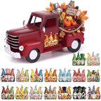 Threehoney Farmhouse Red Truck Table Decor + 16 Seasonal Gnome Magnets Set by Threehoney